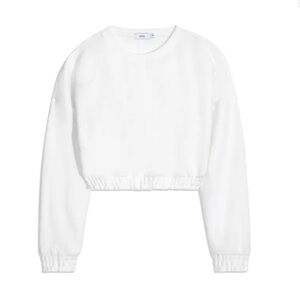Onia Crop Cotton White Terry Sweatshirt